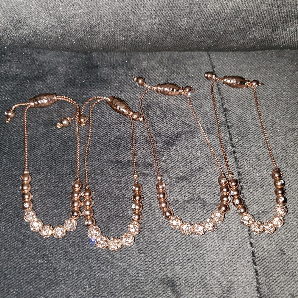 4 adjustable Rose Gold & CZ bracelets